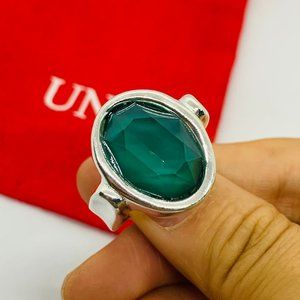 UNO de 50 Silver Ring with Teal Gem